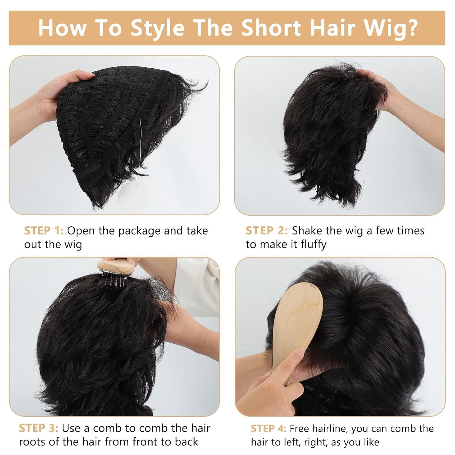 Black Short Curly Wigs for white Women Shaggy Layered Black Pixie Cut Wig wit…