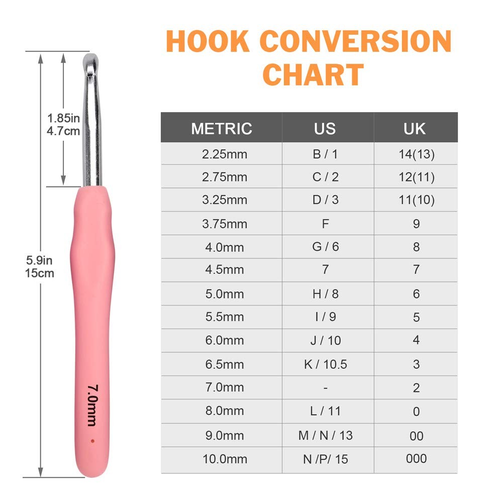 BCMRUN Crochet Hooks Set,14 Pcs 2.25mm(B)-10mm(N) 2.25-10mm, Multicolor