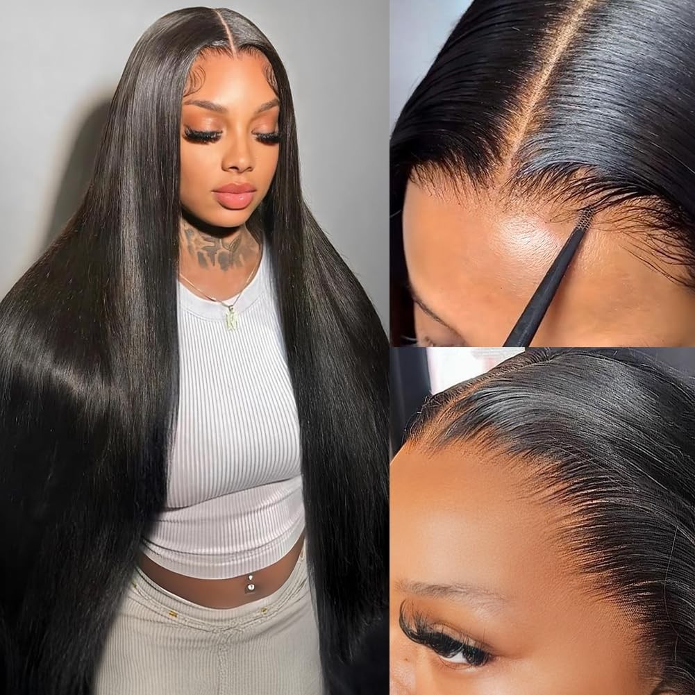 Pizazz 13×6 HD Lace Front Wigs Human Hair Pre Plucked Pre Bleached Pre Cut Gl…