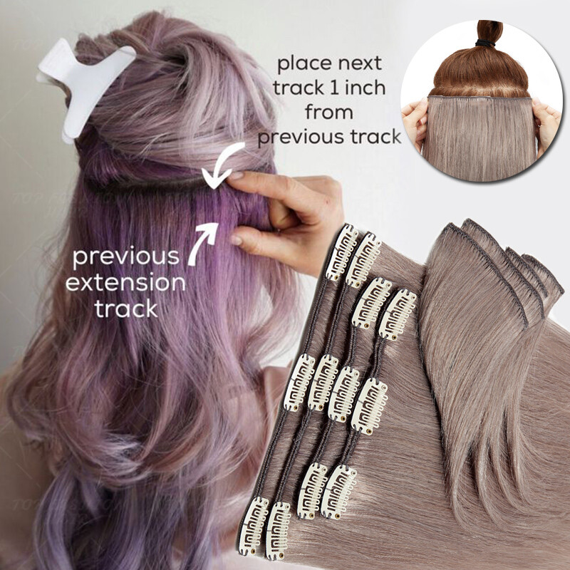 Clip in Human Hair Extensions Full Head 100% Real Remy Hair 24″ 8PCS Long Ombre