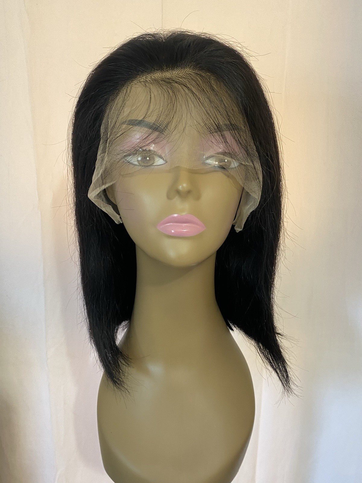 NEW 13×6 HD Lace Straight Bob Wig 12″ Glueless Pre-Plucked Blunt Cut 180 density