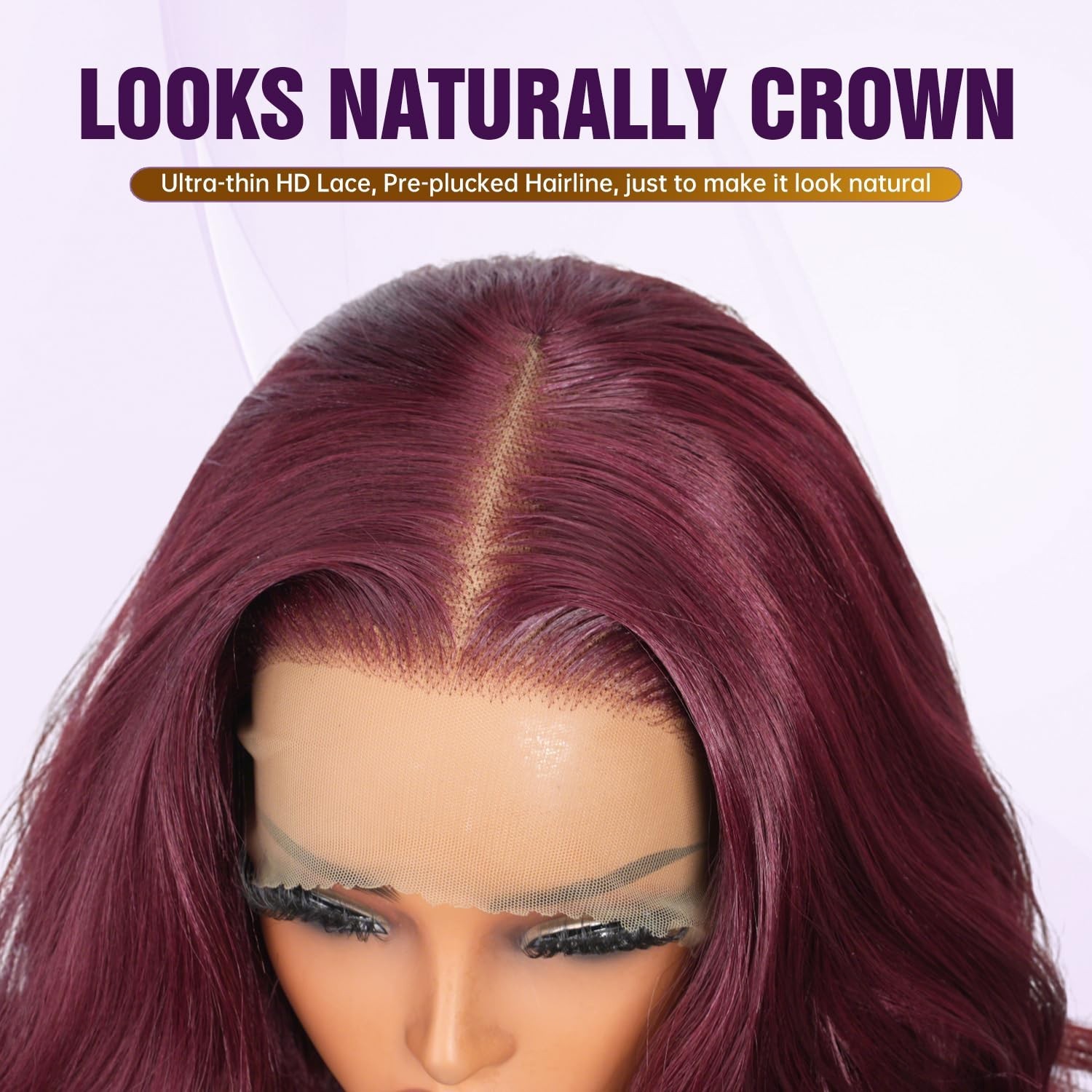24 inch 13×4 HD Transparent Lace Glueless Synthetic Wig C Part 200% Density #99J