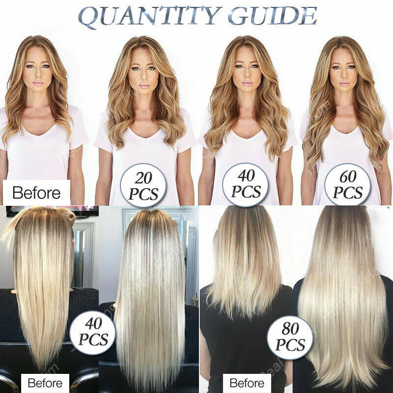 Full Head Tape In Human Hair Extensions Remy Highlight Balayage Thick Hair 40pcs