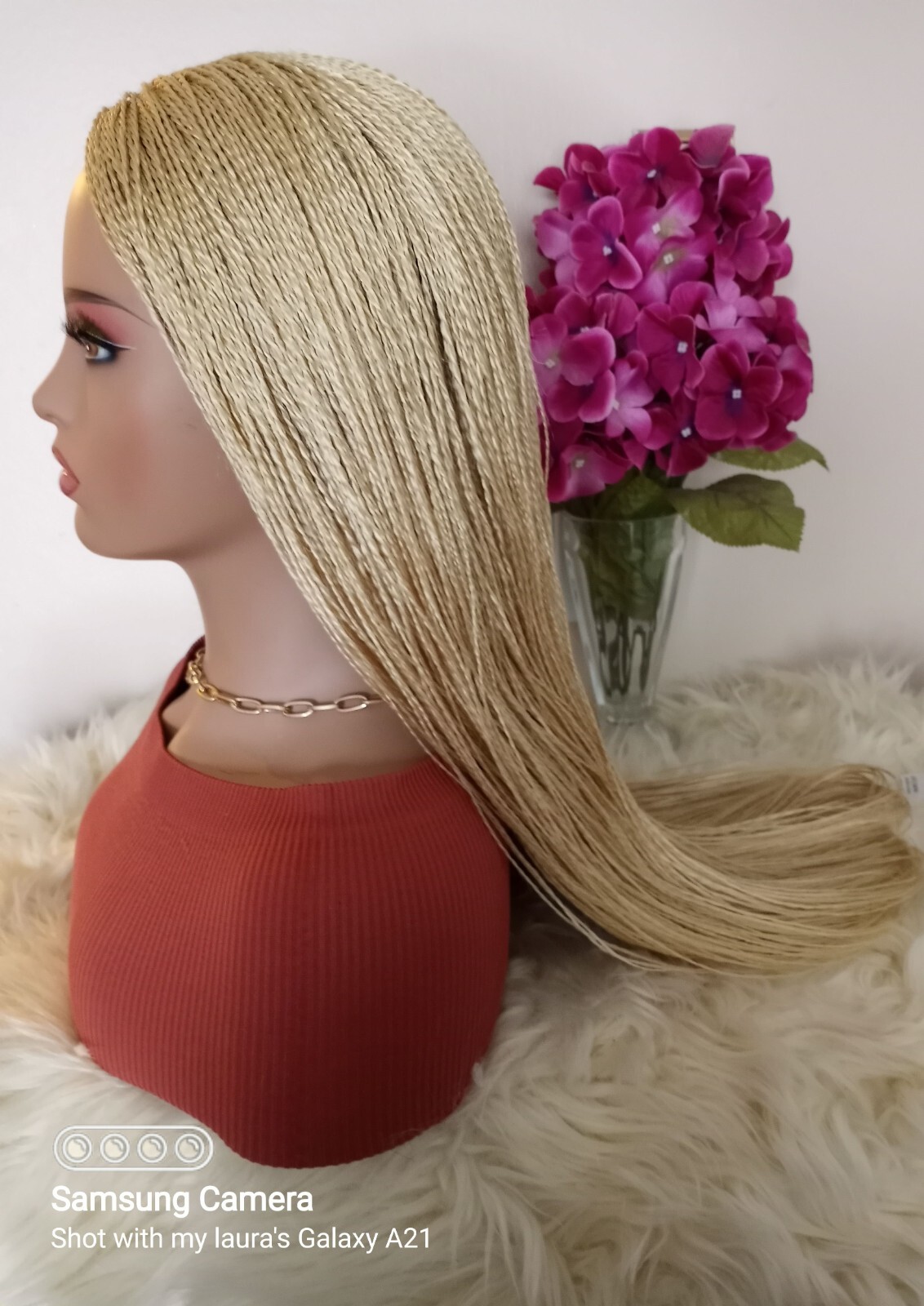 Handmade Small Size Senegalese Twist Braided Wig 28 Inch Blonde Braid Wig