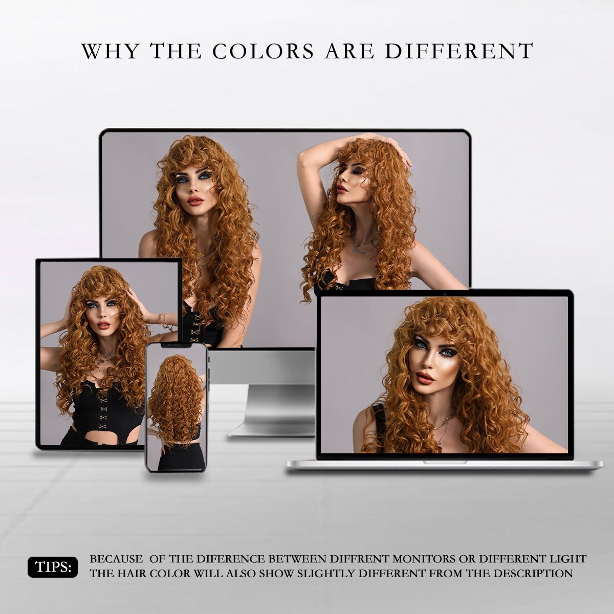 Long Curly Hair Wig with Bangs Wig Natural Synthetic Wigs Heat Resistant Hair