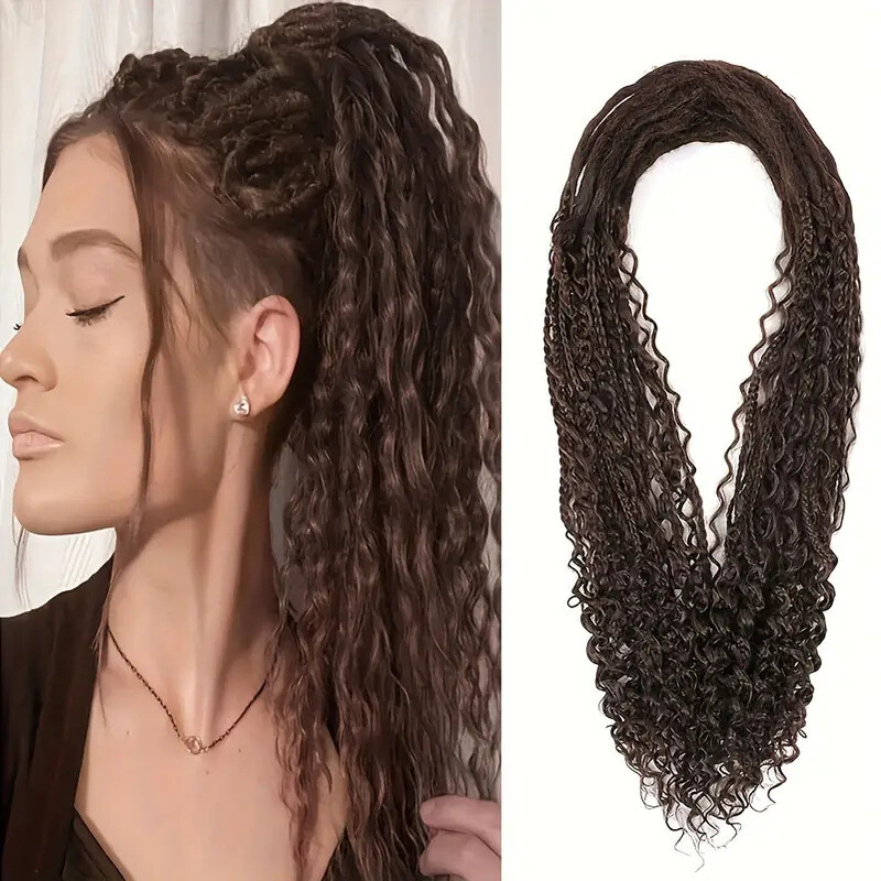 24inch Double Ended Dreadlocks Extensions 0.6cm Boho Curly Locs Synthetic Dreads