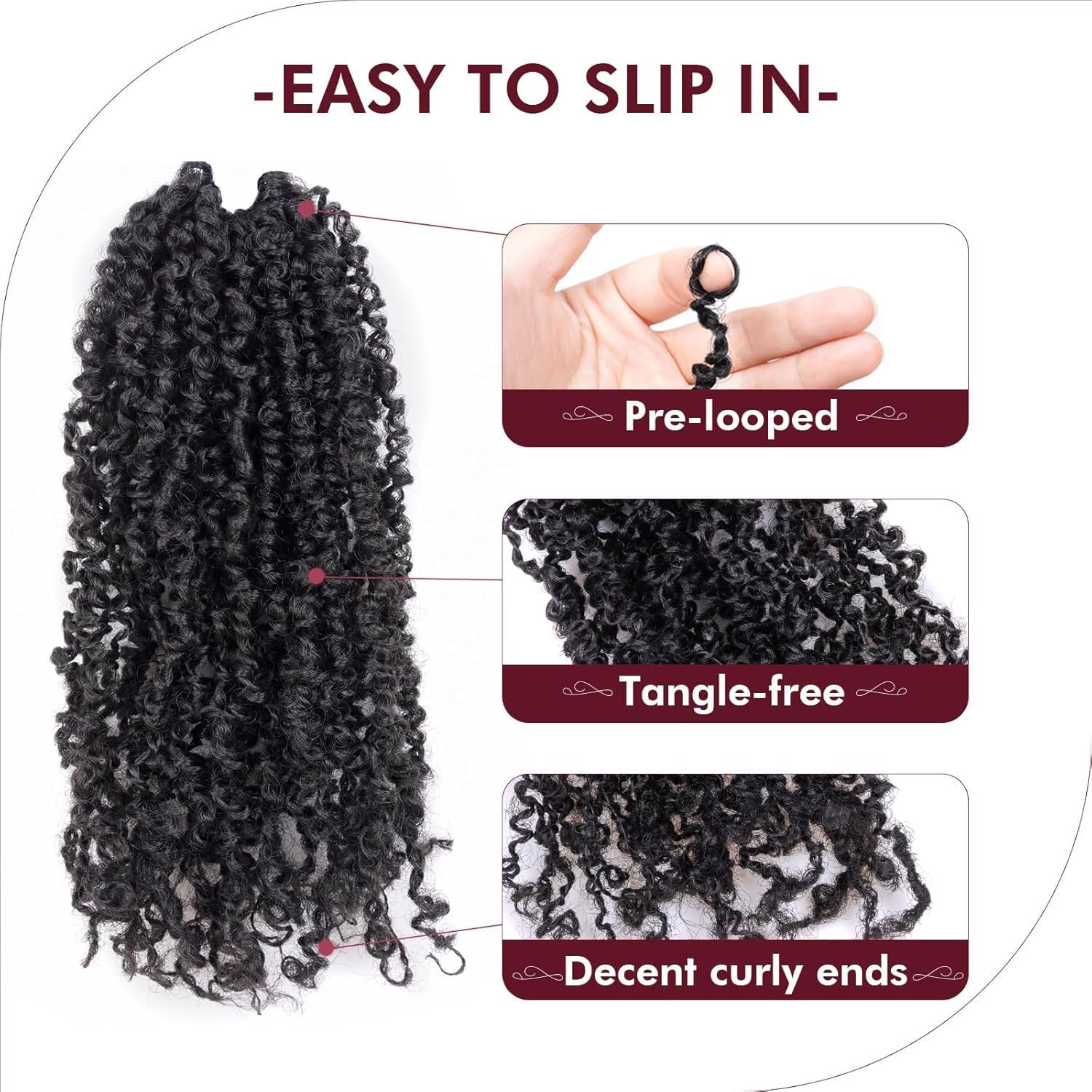 Crochet Hair Pre-twisted Spring Mini Twist 6 Inch 8 Packs 240 Strands 1B-8P