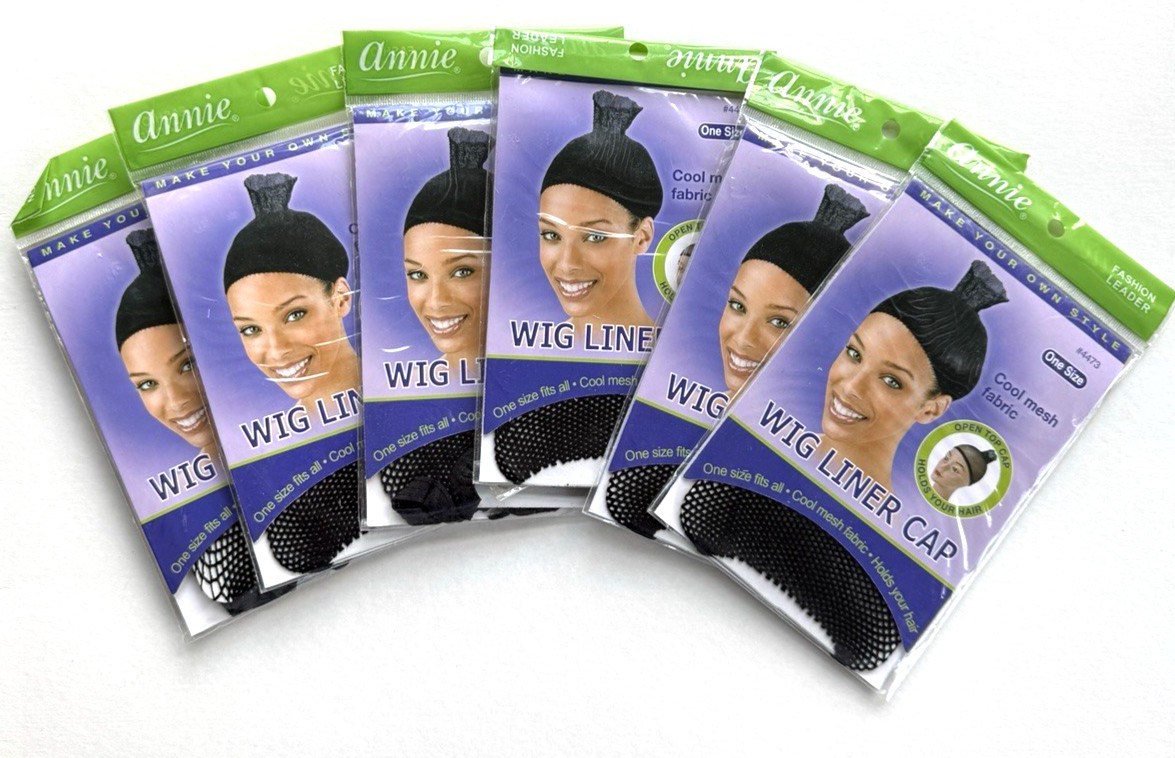 6 PCS Cool Mesh Net Fabric Wig Liner Cap Open End – Black Color