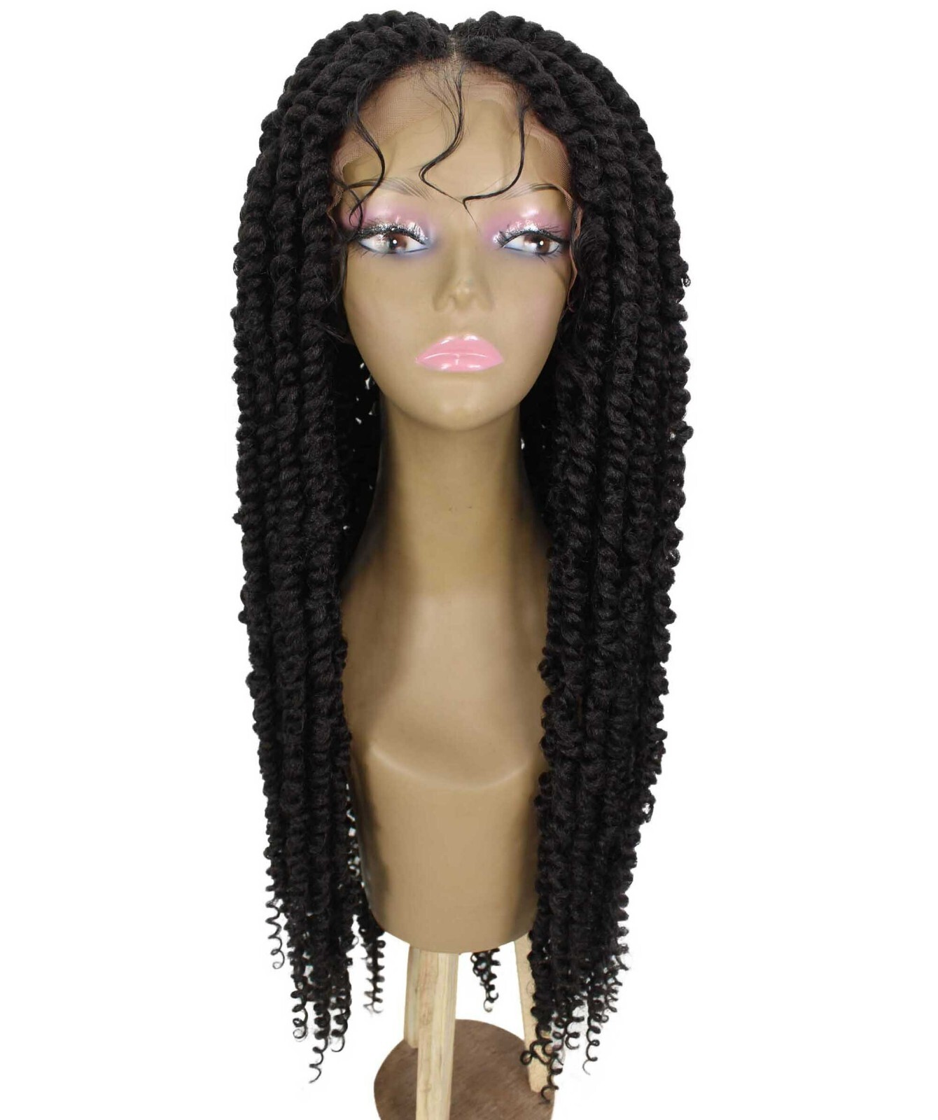 LUXLUXE Esosa Curly Esosa 31 in Long Esosa 4X4 Hand Tied Lace Braid Braided Wig