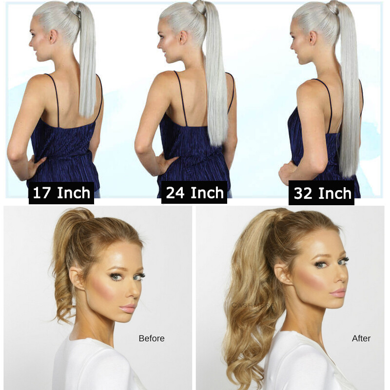 US Long 1 pcs Magic Ponytail Extensions Hair Extension Real Wrap Around Ponytail