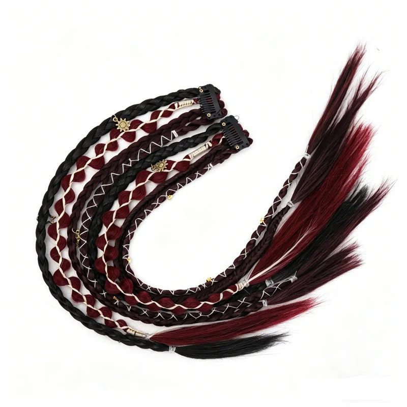 Bohemian Hand Woven Synthetic Long Hair Clip Braid Wig with Decorative Easy Wear