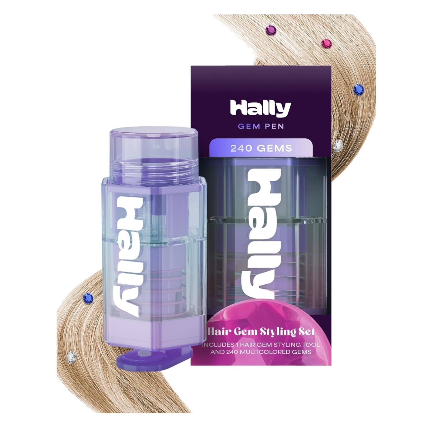 Fun & Mess-Free Hair Gems for Girls: 240 Adhesive Stones with Gem Applicator