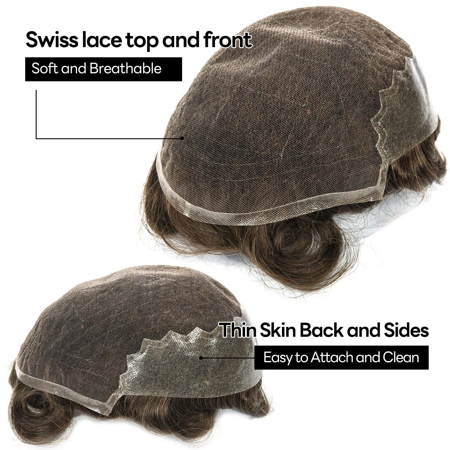 0.04mm Ultra Thin Skin Toupee V-looped – Dark Ash Blonde – Light/Med Density