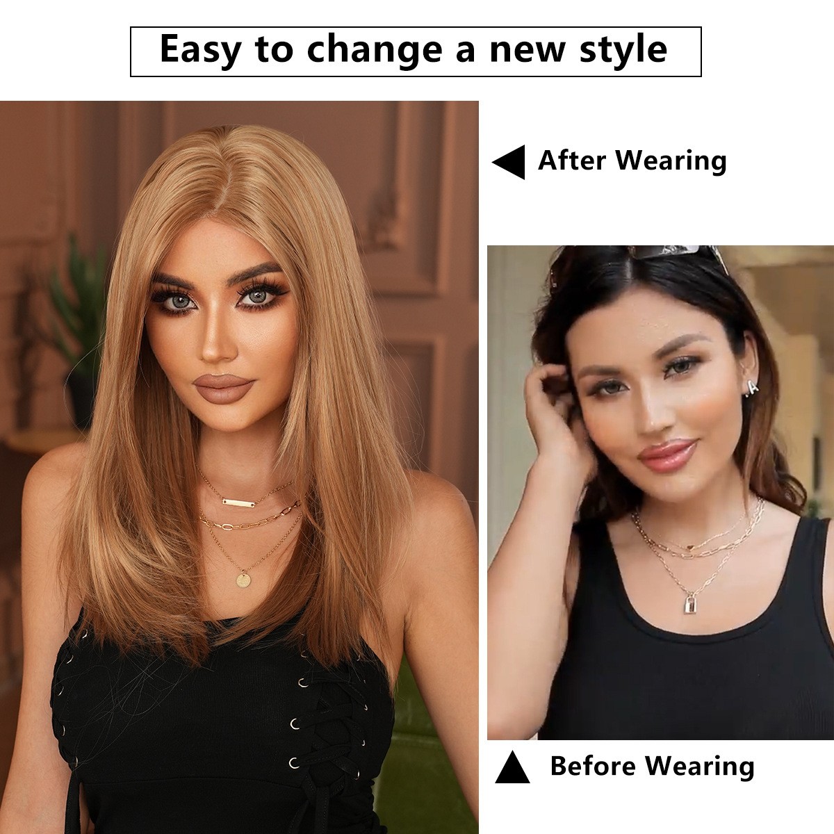 Blonde Retro Wig with Layers T Lace Synthetic Wig Straight Bob Inward Ends 23”