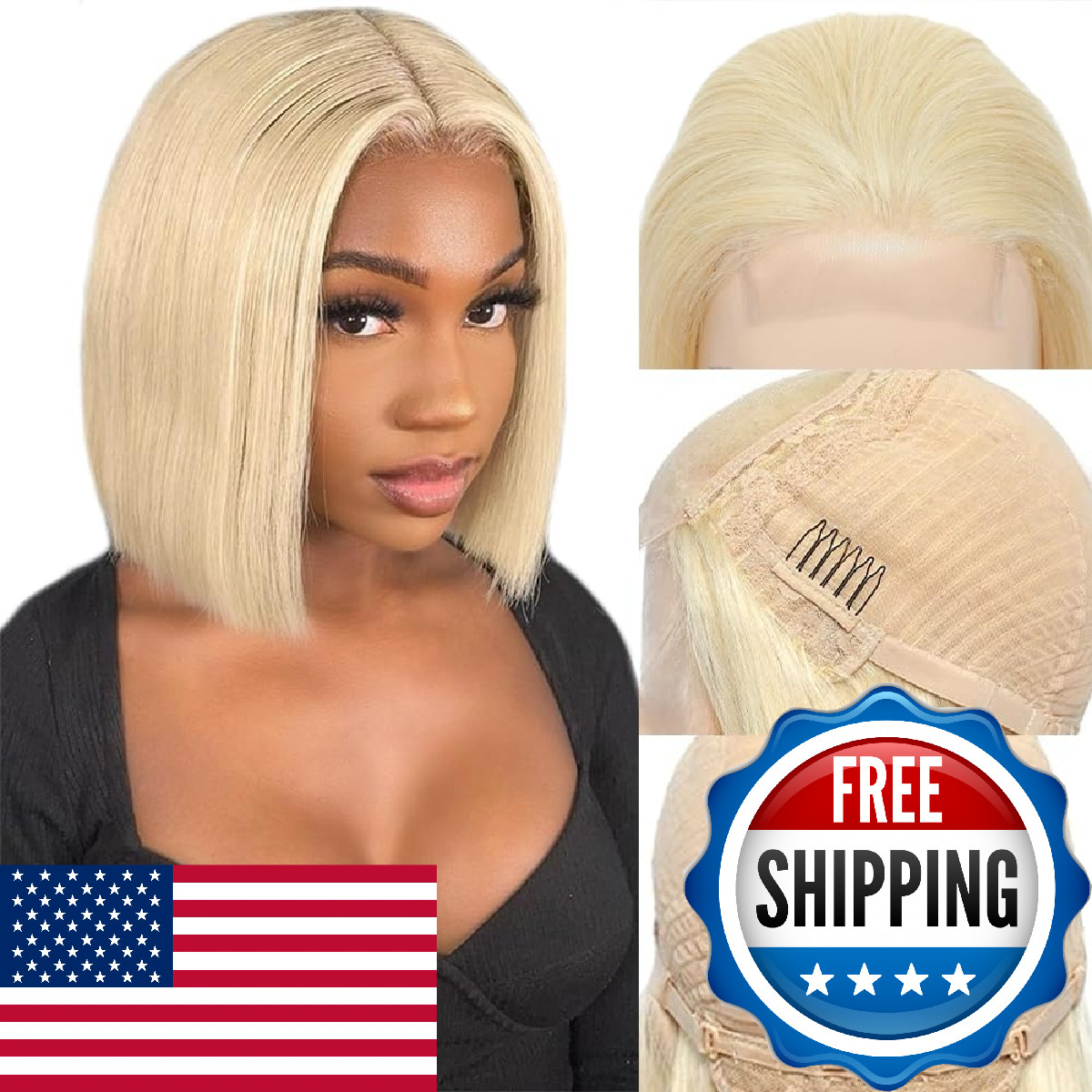 Hoscod 613 Bob Wig Human Hair 4×4 Glueless Straight Bob Wigs Wear And Go Glueles