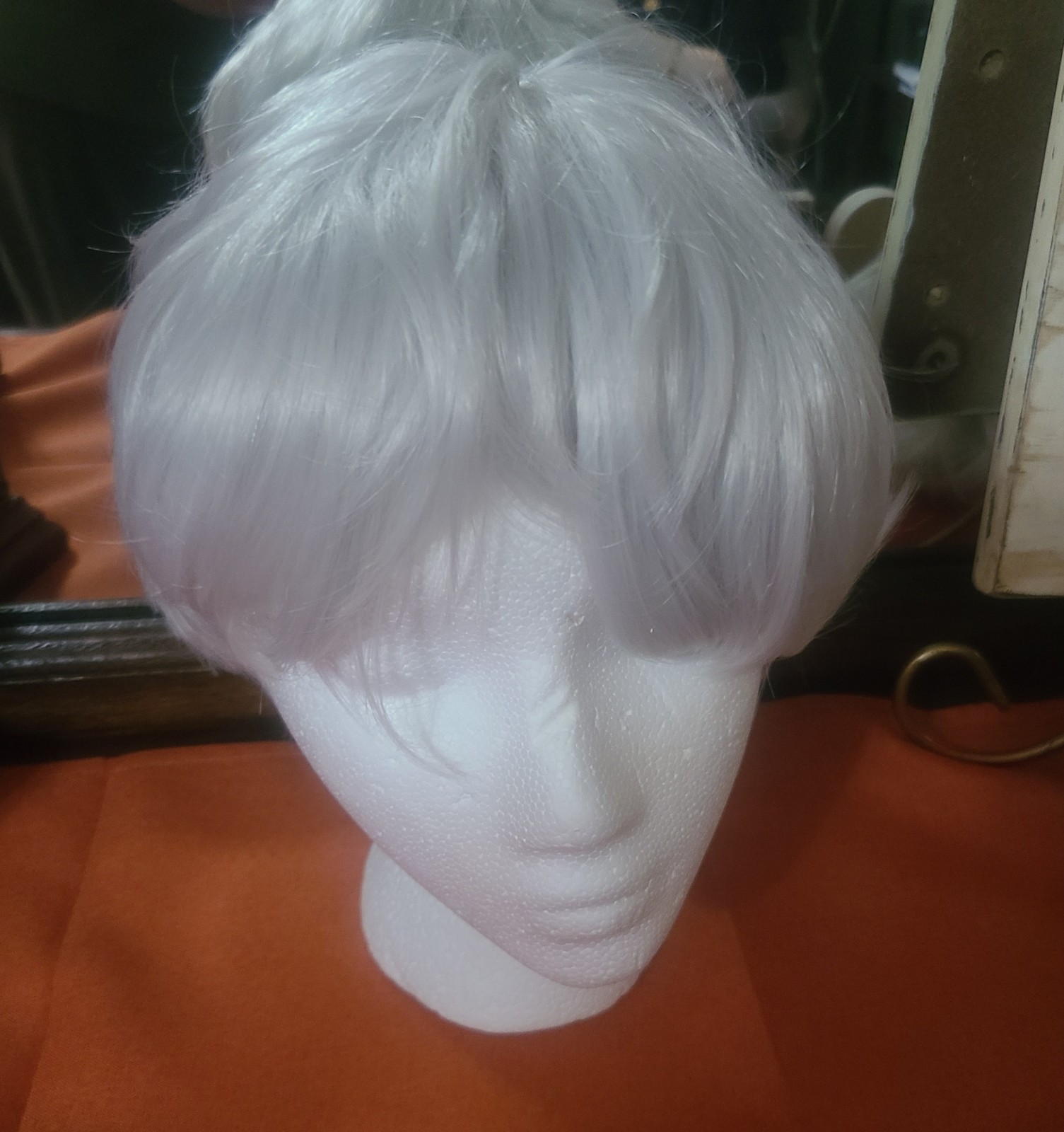 Short White & Silver Pixie Wig Hairpiece, Straight Unisex Adult Wig