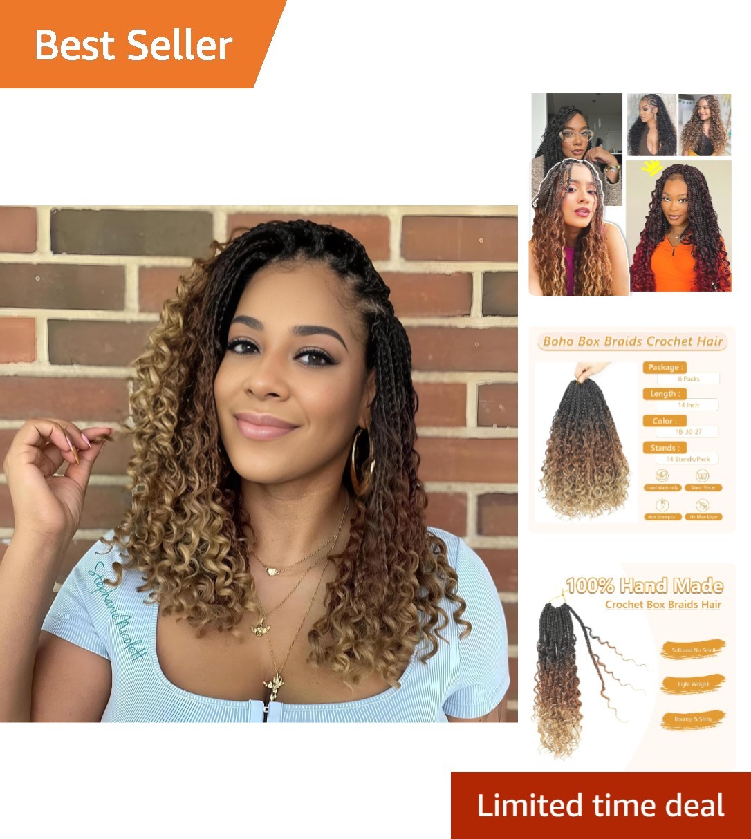 Naturally Beautiful 14 Inch Crochet Box Braids – 8 Packs for Effortless Style