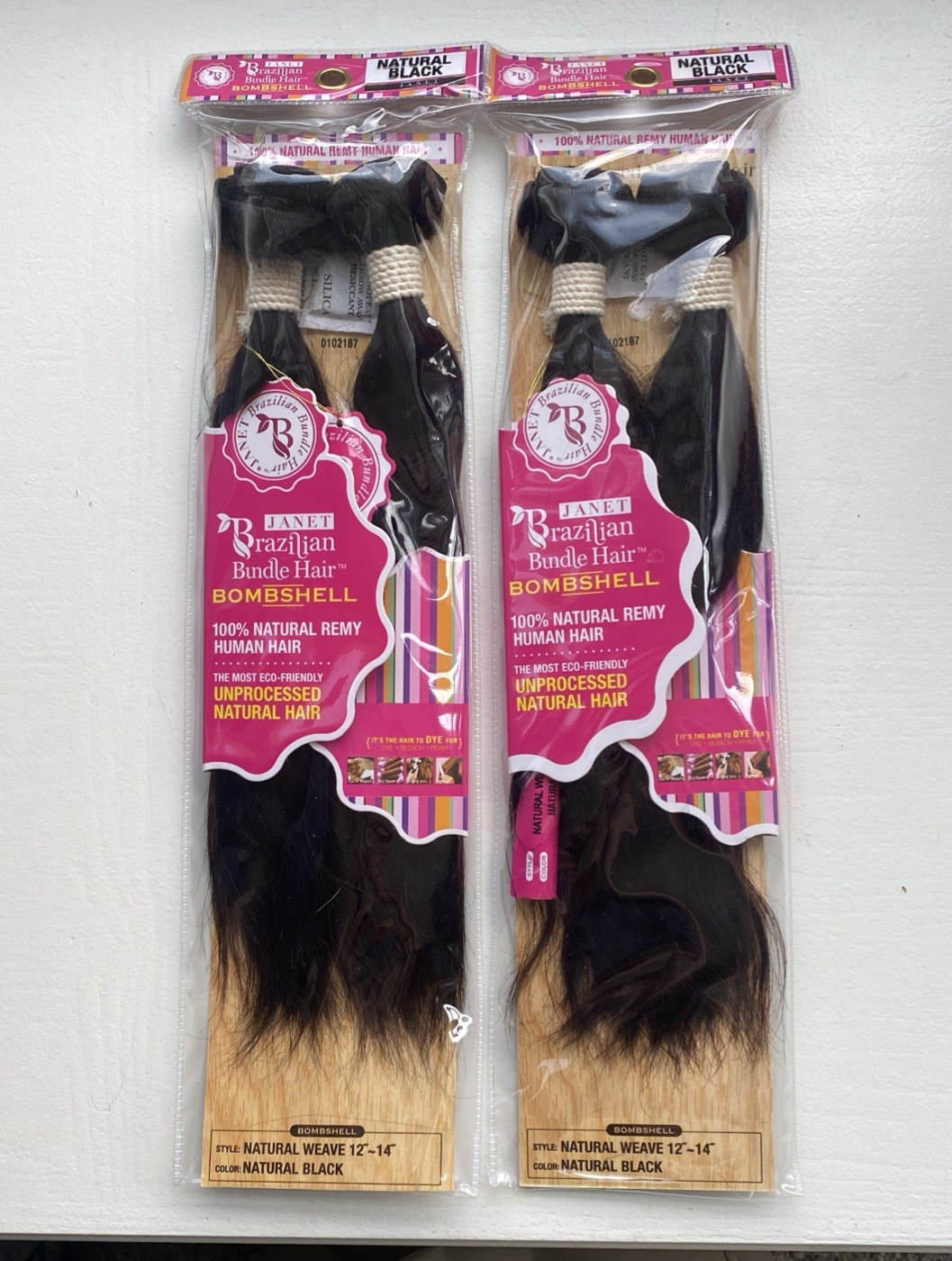 (2) Janet Collection 100% NATURAL REMY Hair Brazilian Bombshell Bundles 12”-14”