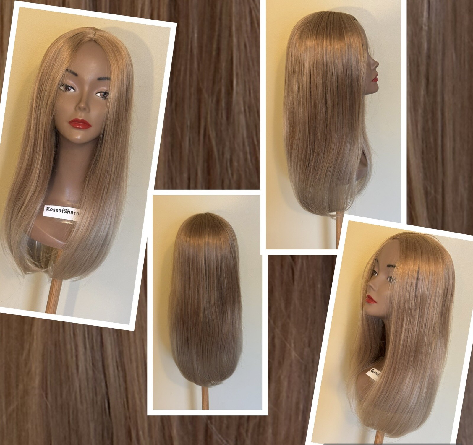 22” Long Synthetic Wig Blonde Sz Average Adjustable Center Skin Part Clean J-11
