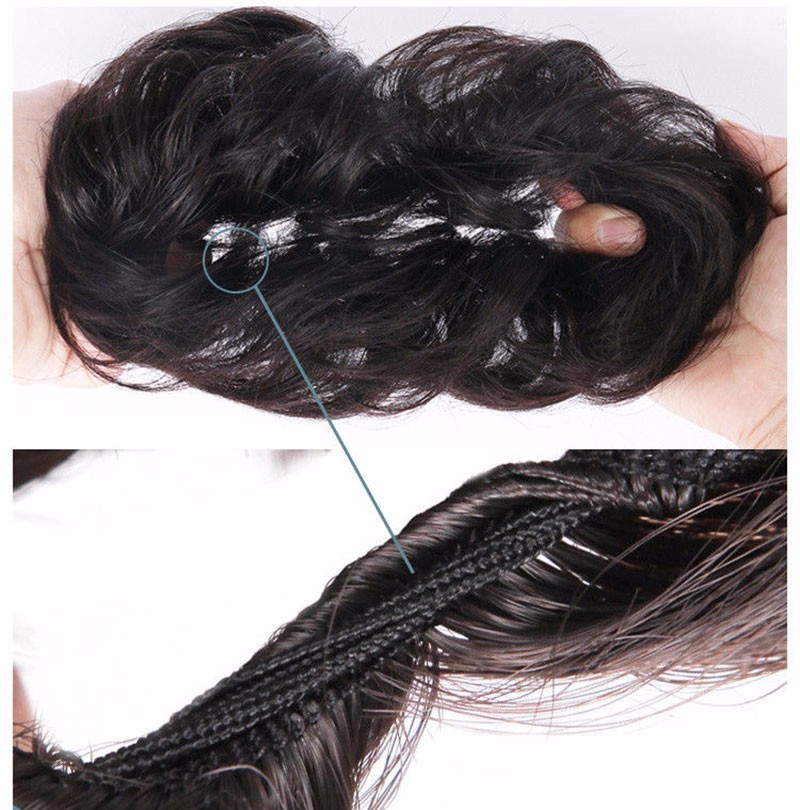 Real Natural Curly Messy Bun Scrunchie Chignon Updo Hair Extensions as Human HYT