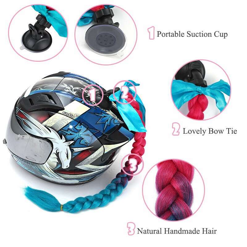 CLEARNACE Ombre Braided Ponytail Extensions Twist Pigtails for Motorcycle Helmet
