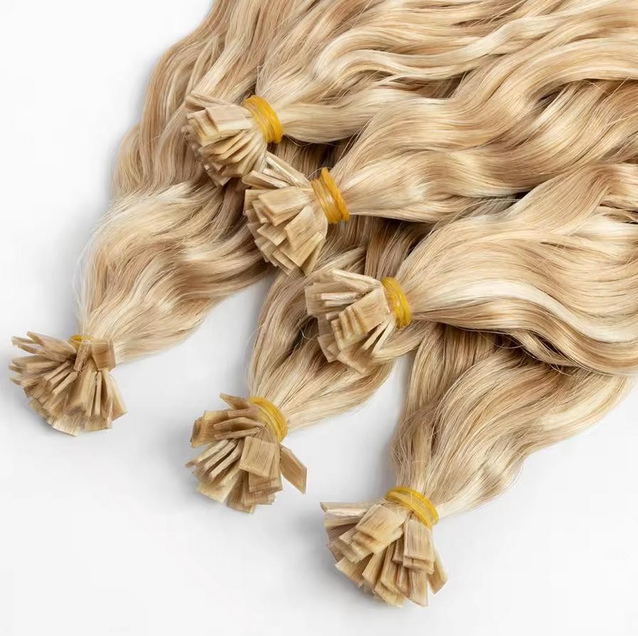 Curly WavyPre Bonded Keratin Fusion Keratin K Tip Human Hair Extensions 100S 70g