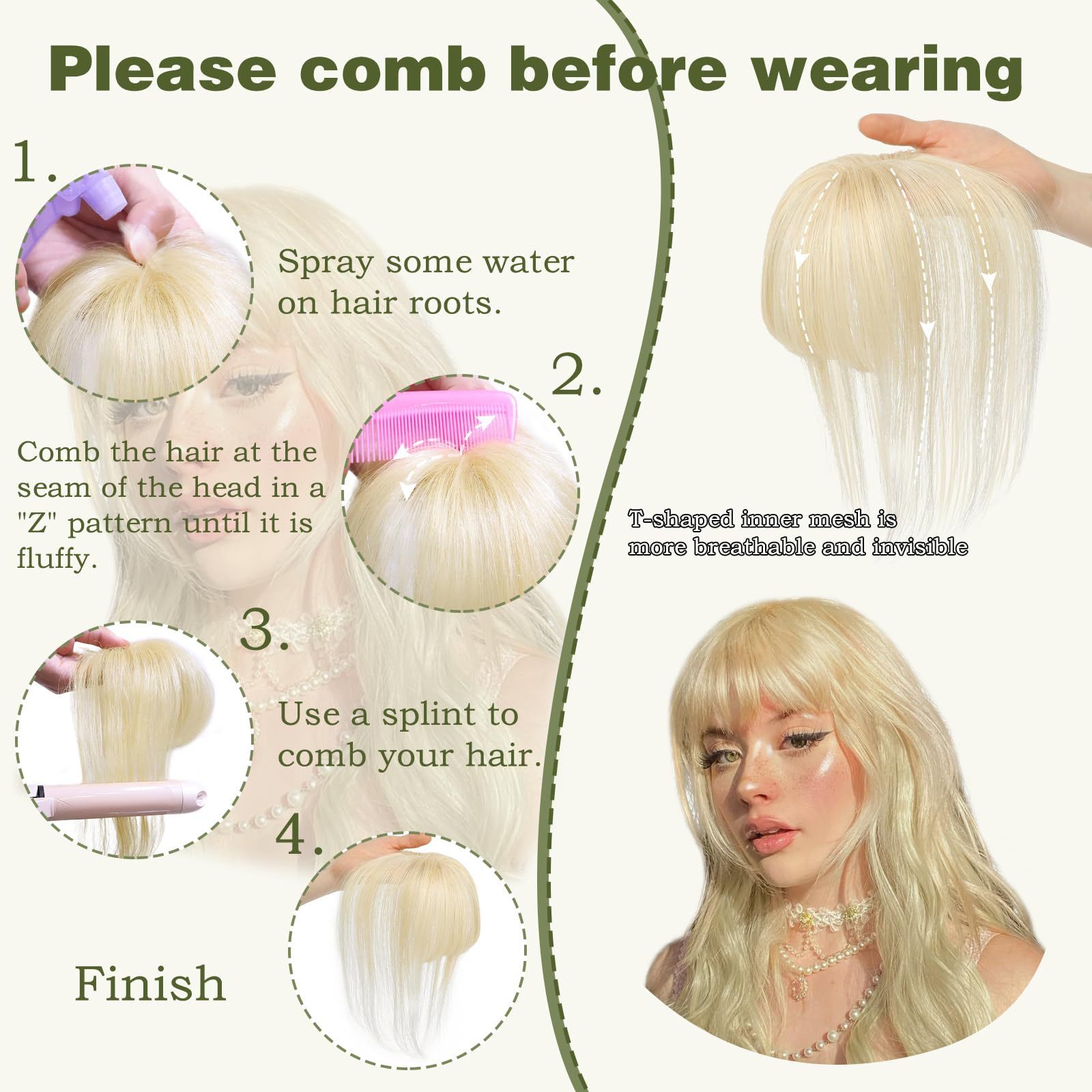 Golden T Piece Hair Topper Hand Tied 3D Bangs 10inch Real Human Hair Brown Black