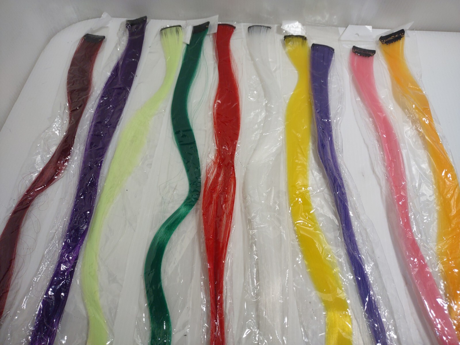 Synthetic Color Hair 10pc. Piece Extension Clip 21″ Highlight Rainbow Streak