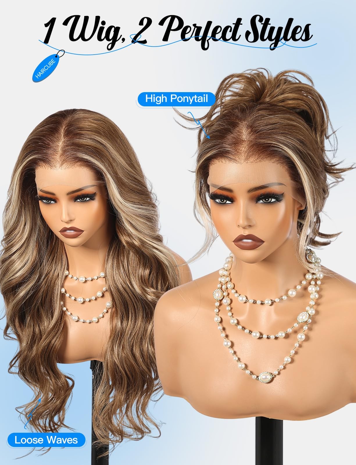 Haircube 136 Glueless Lace Front Wavy Wig 26 Inch Lace Synthetic Wigs For Women