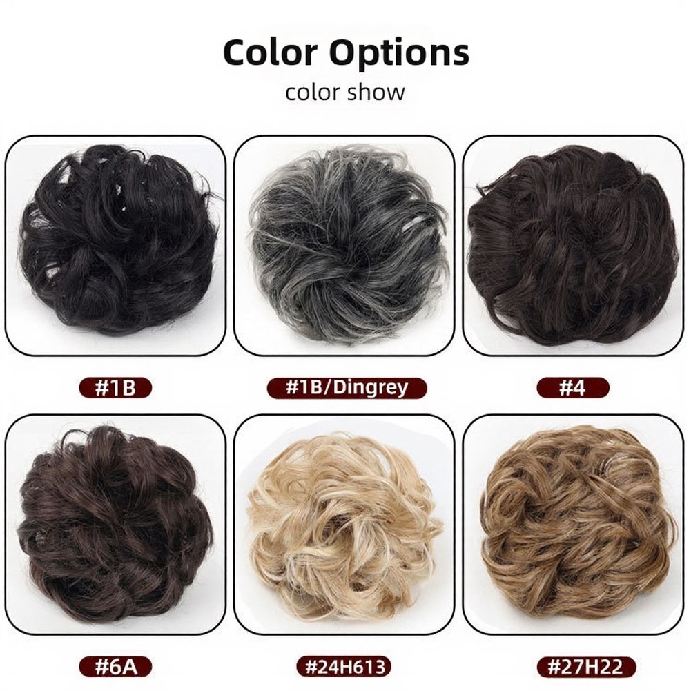 High-Temp Wire Clip-On Bun with Silk-Fake-Hair Feel 17 10 8cm Messy Chic Style