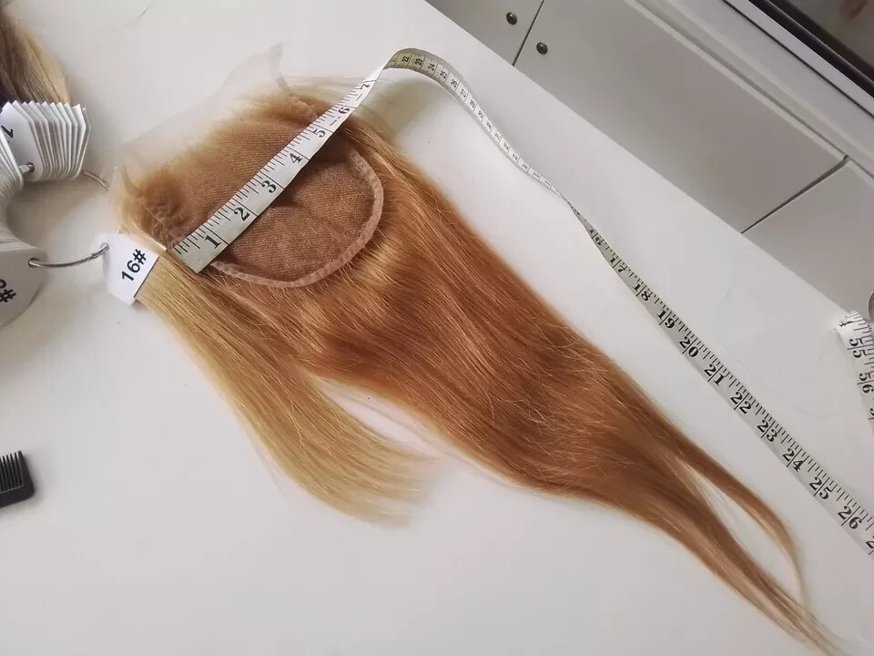 18″5X5 WIDE LACE CLOSURE STRAIGHT BRAZILIAN VIRGIN HUMAN HAIR STONNY BLONDE 16#