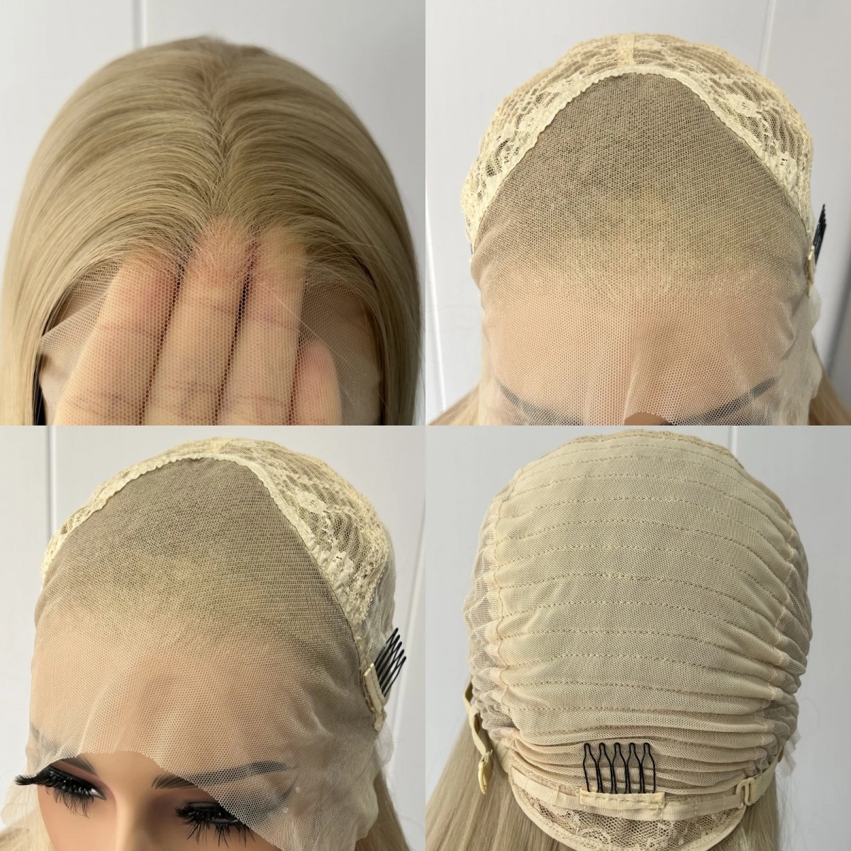 Soft Long Straight Ash Blonde Heat Resistant Hair Lace Front Wigs