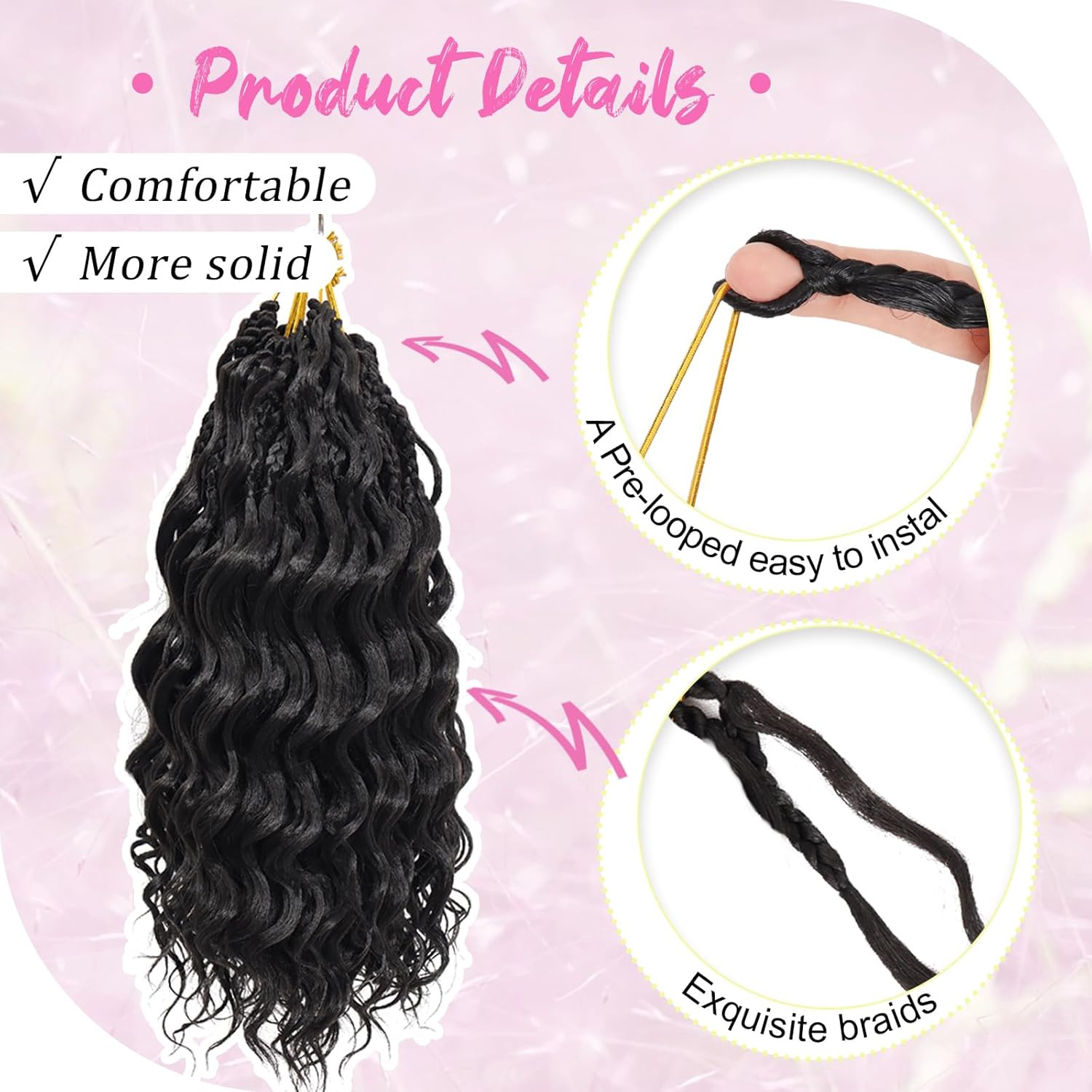 Pre Looped Deep Wave Crochet Hair 12 Inch 7 Packs Short Curly Black Pre Twisted