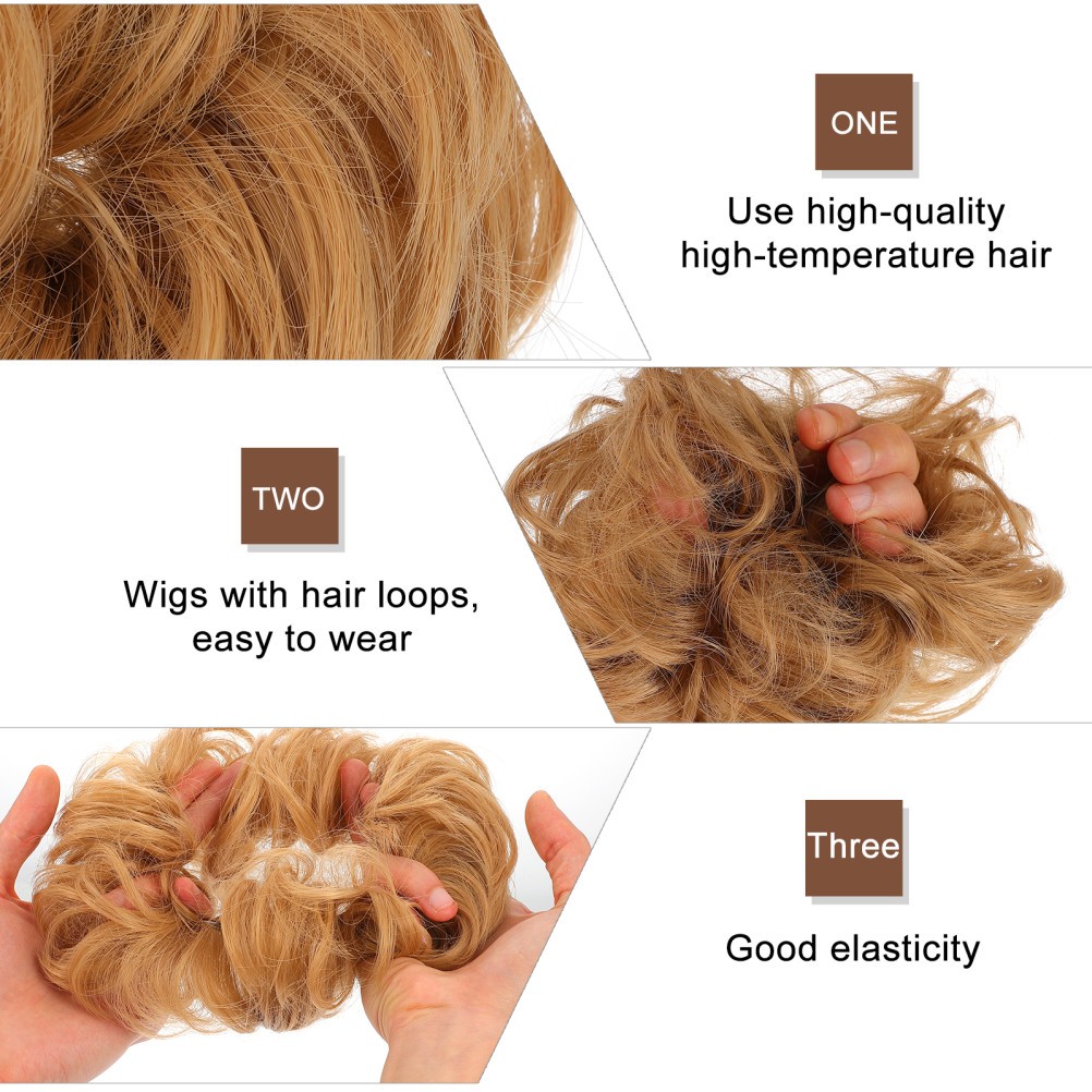2Pcs Women Hair Pieces Durable Wig Hair Rope Tousled Messy Bun Assorted