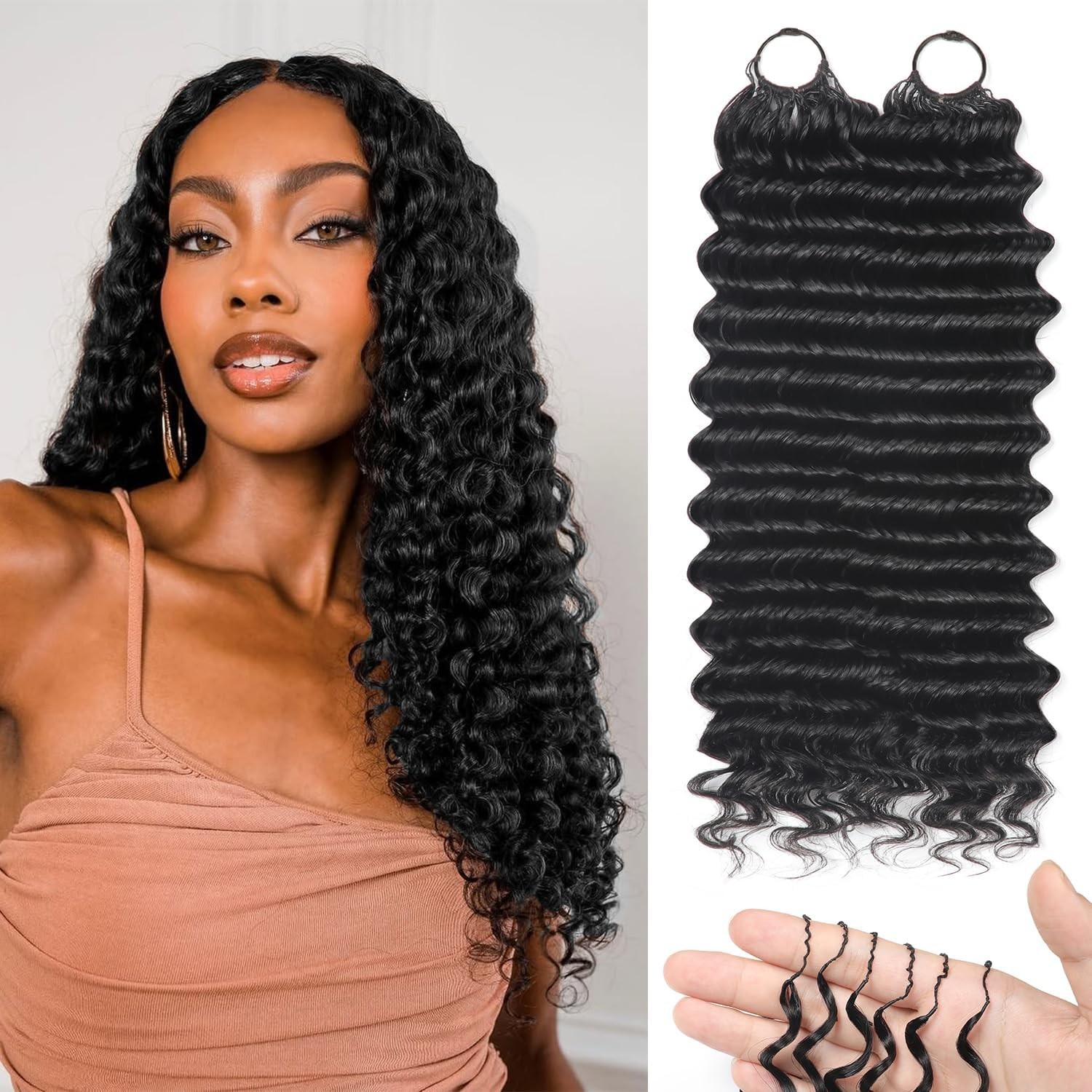 Human Crochet Hair for Black Women Deep Wave Crochet Human Hair Bundles 18 Inch