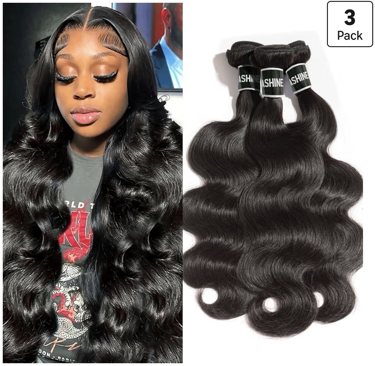 ASHINE Cambodian Raw Human Hair Body Wave Bundles 20 22 24 Inch 3 Pack New