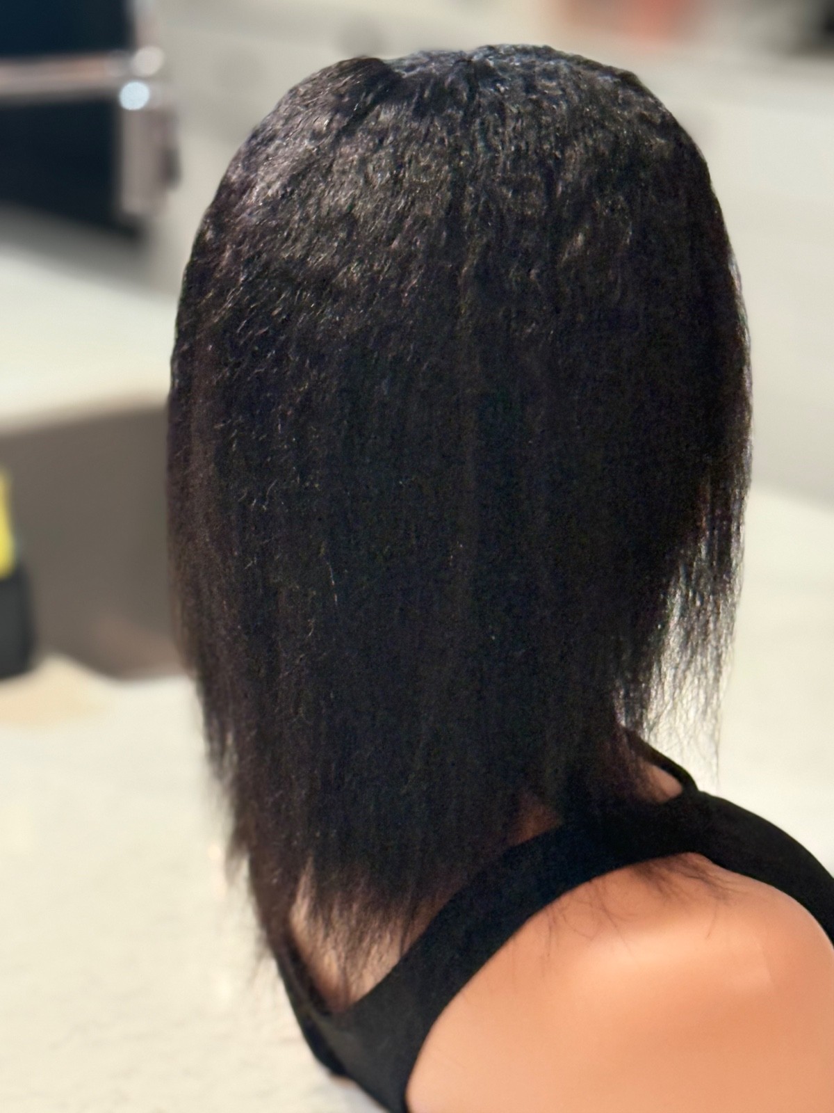Human hair very soft, natural wig. Length is 12 inches long. Comfortable women’s