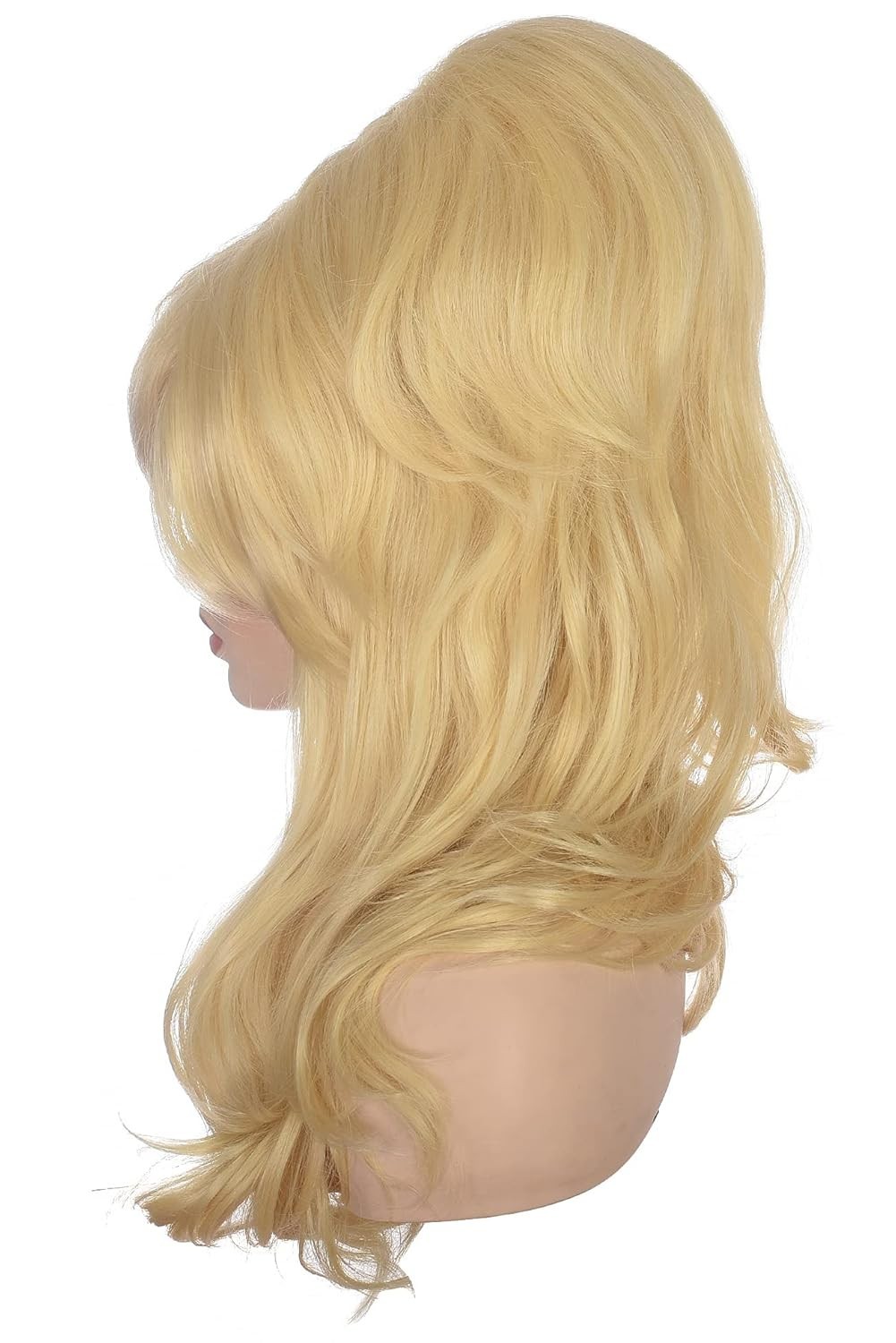 Women Blonde Beehive Wig Long Curly Wavy Bouffant Heat Resistant Synthetic Ha…
