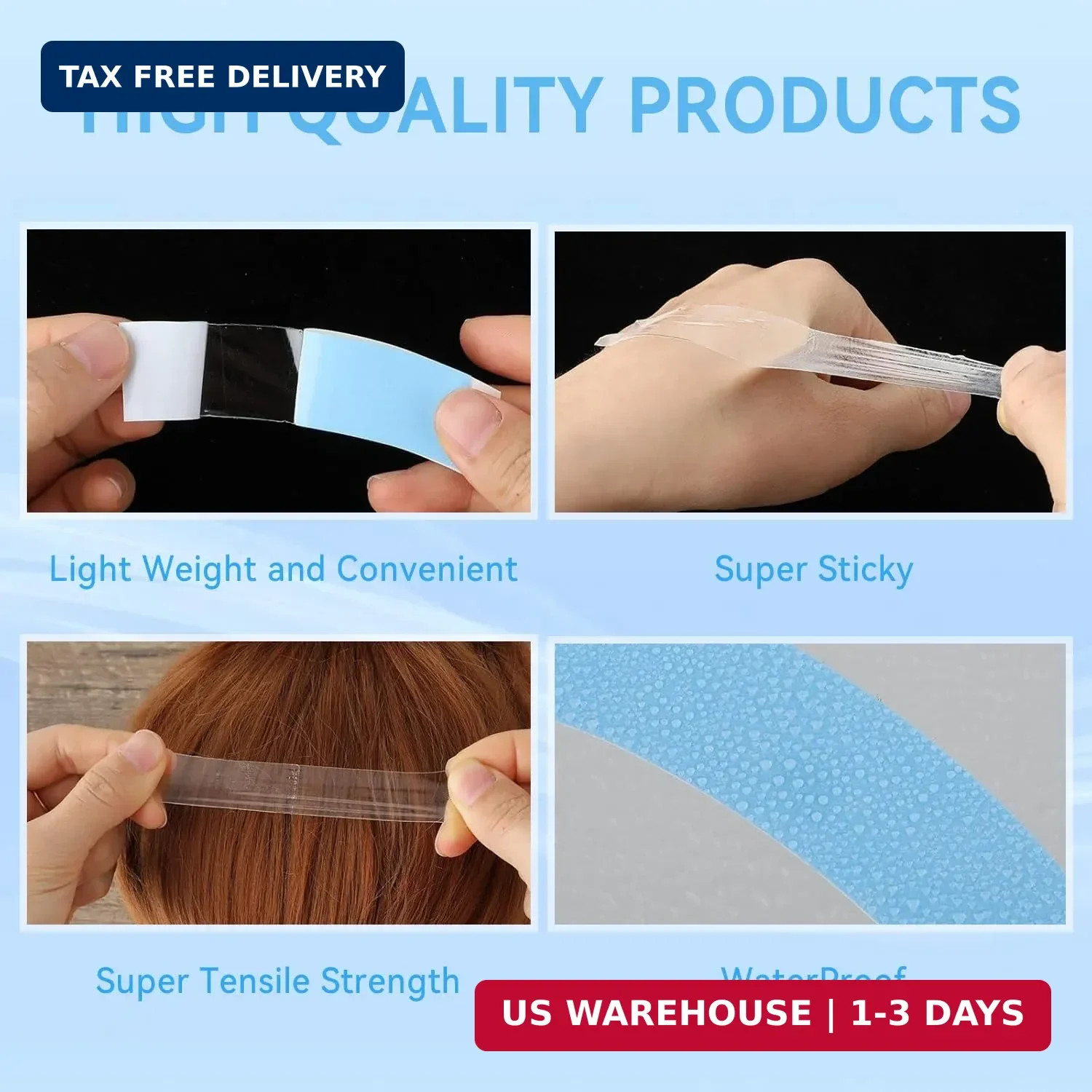 60Pcs Wig Tape Double Sided Ultra Hold Waterproof Lace Tape for Wigs-Strong Hold