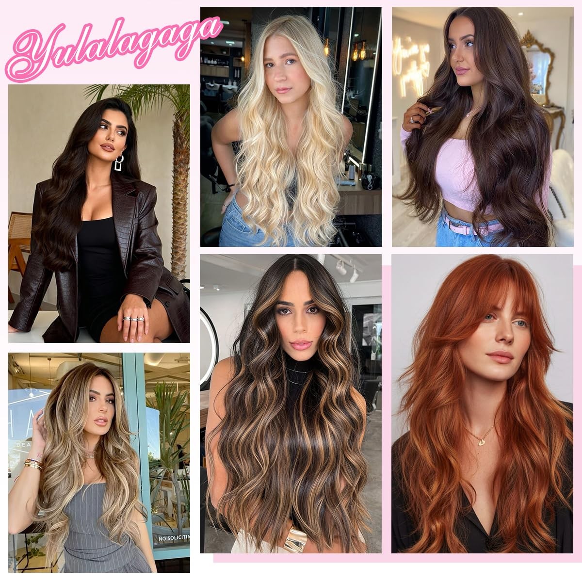 Balayage Clip In Hair Extensions Long Wavy 4PCS Highlight Curly Hair Extensio…