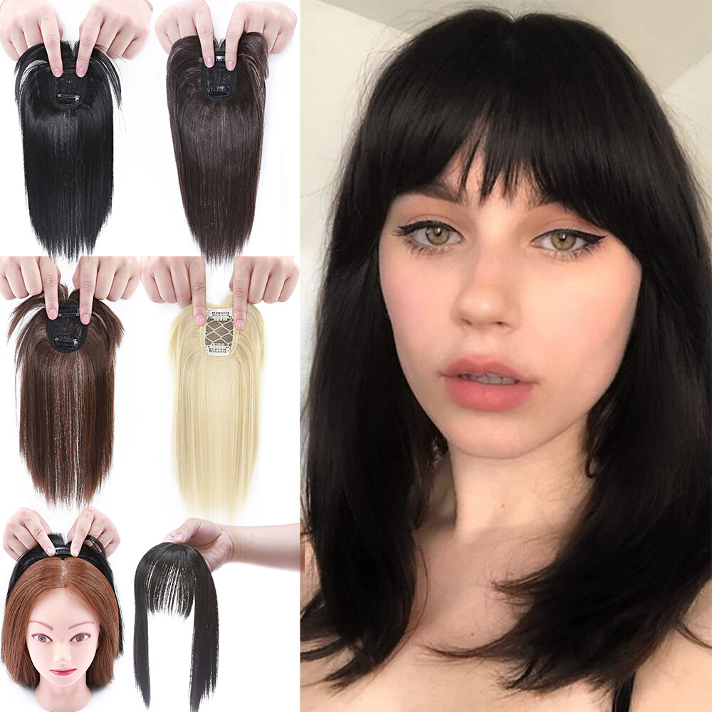 Topper Hairpiece with Bangs Toupee Extension For Thinning Hair as Human Hair US