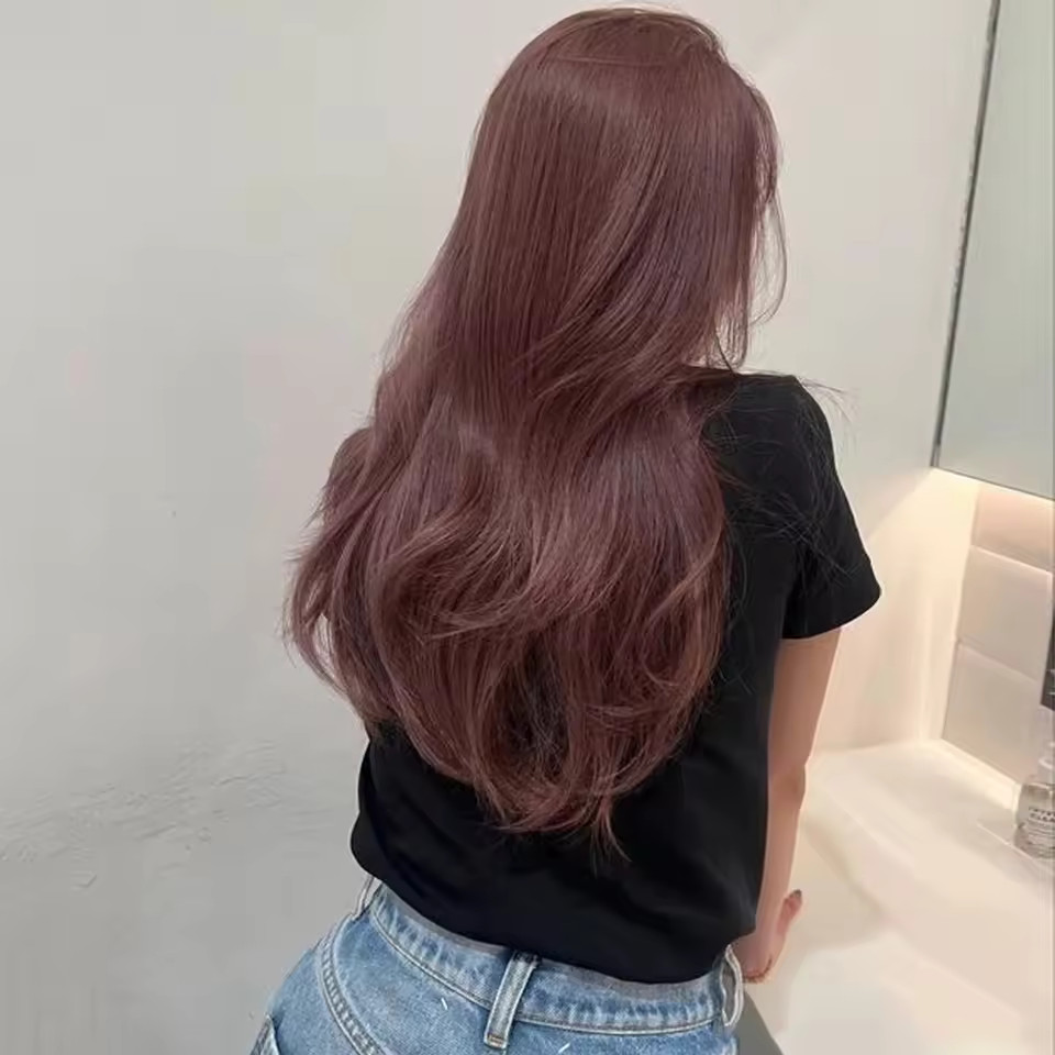 Women Caramel Pink Brown 100% Human Hair Straight Lace Front Wig 200% Density