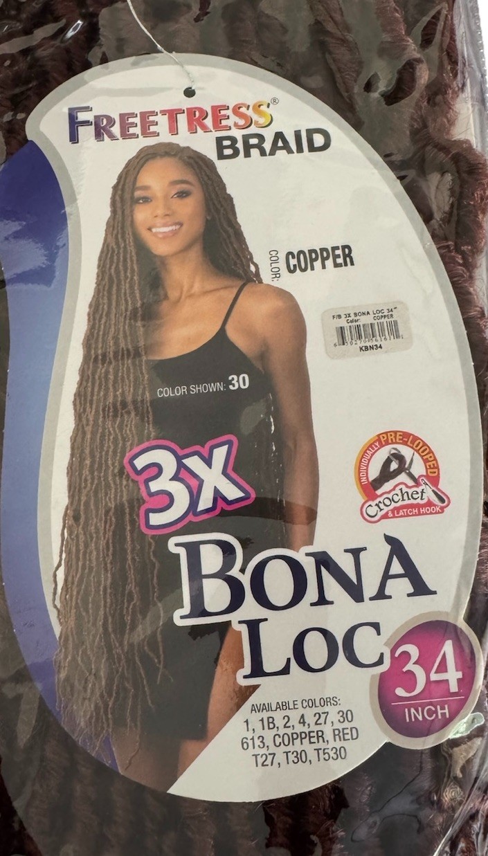 Freetress 3X Bona Loc 34in Synthetic Dreadlocks Hair Extension Pre-Looped Copper