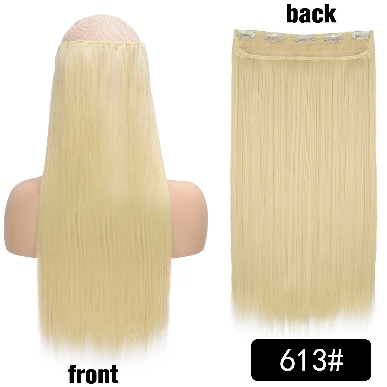 Long Straight 5 Clip In 22Inch Synthetic Hair Extensions Natural Fake Hairpiece