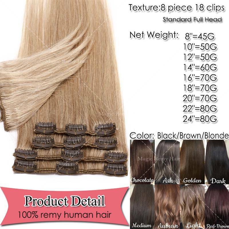 US On CLEARANCE Clip in 100% REAL Human Remy Hair Extensions Full Head Highlight