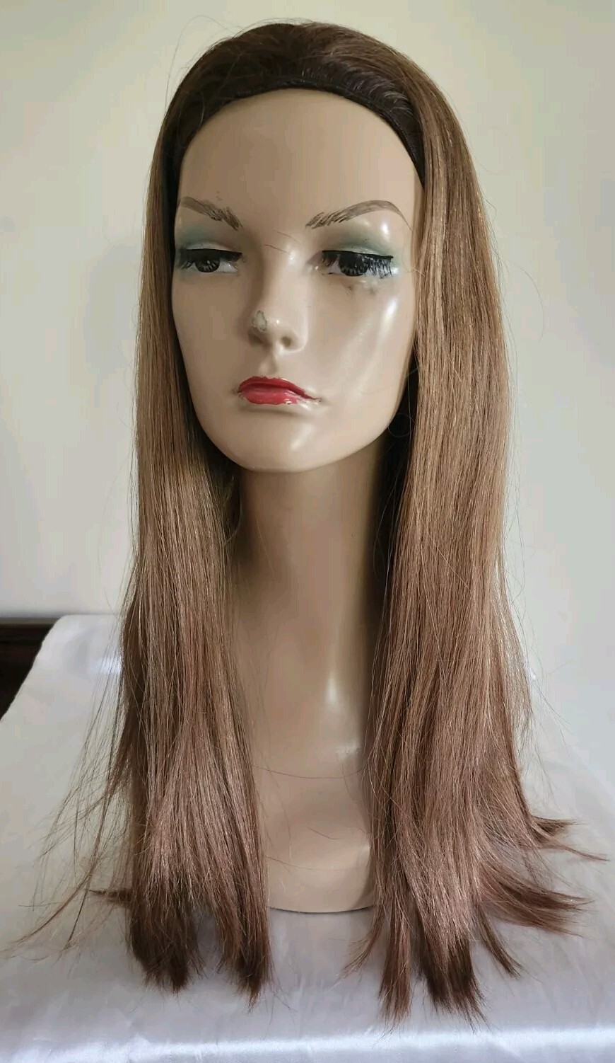 Honey Dark Blonde European 100% Human Hair Band Fall Wig Medium Cap 23” Inches
