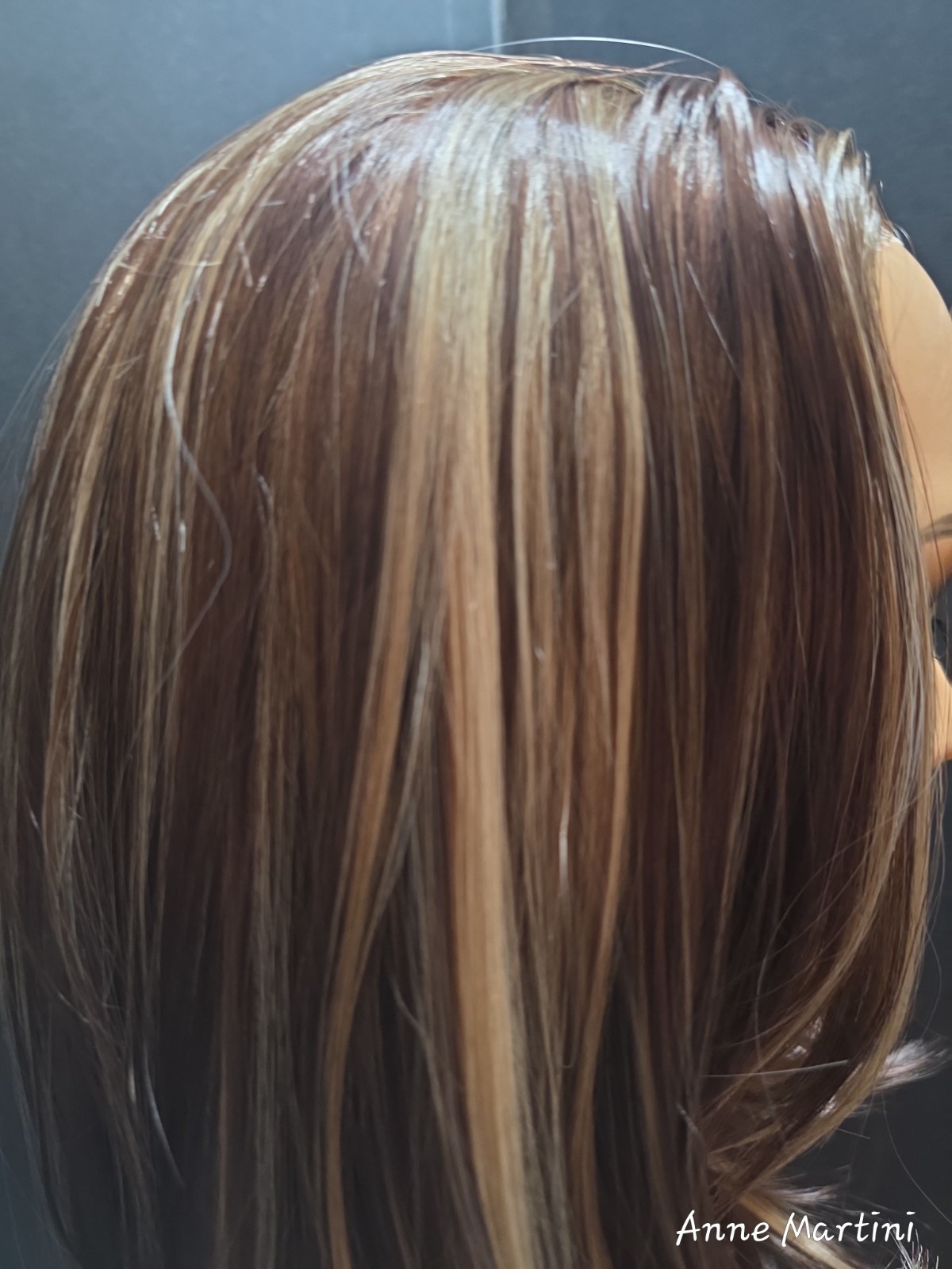 Women’s Lace Front Synthetic Straight Wig Layered Free-Part Brown/Blonde 21-30in