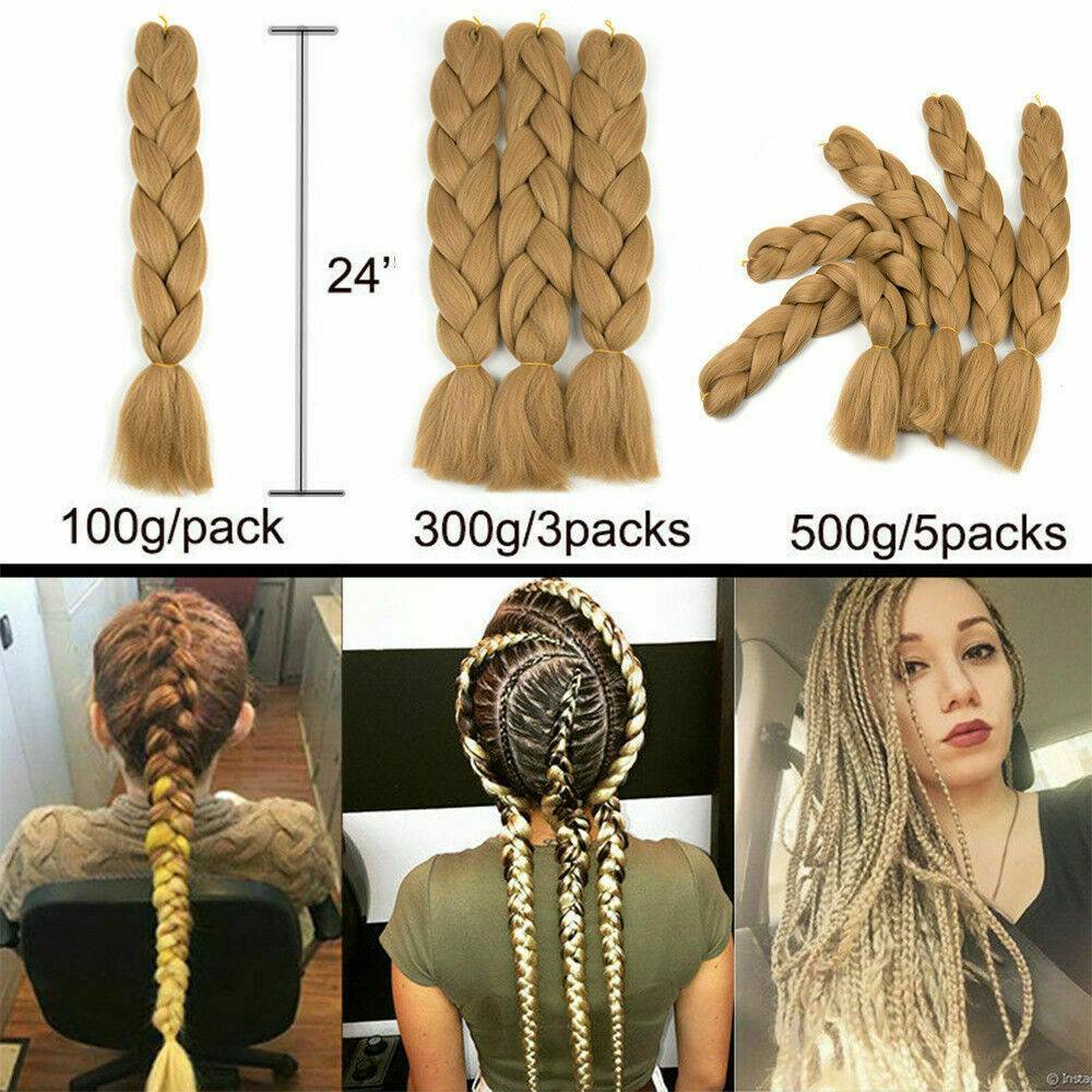 5Packs Synthetic Ombre Twist Box Braiding Jumbo Hair Extension For Human Rainbow