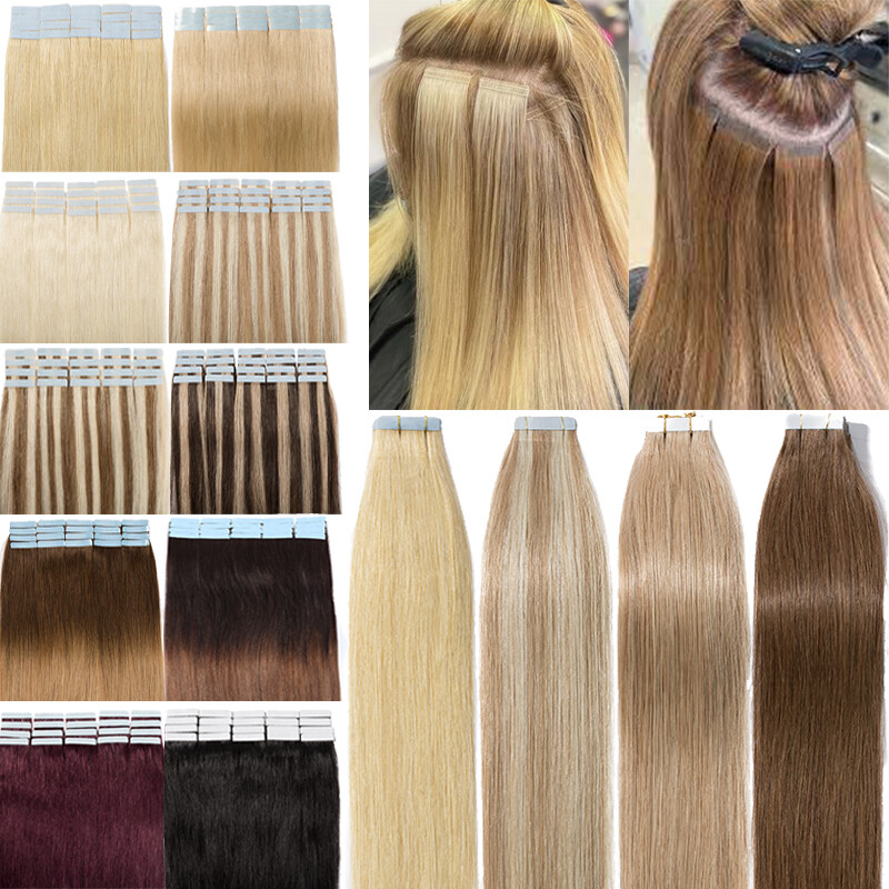 CLEARANCE 20/40/60PCS Thick Tape In Remy Human Hair Extensions Skin Weft Brown
