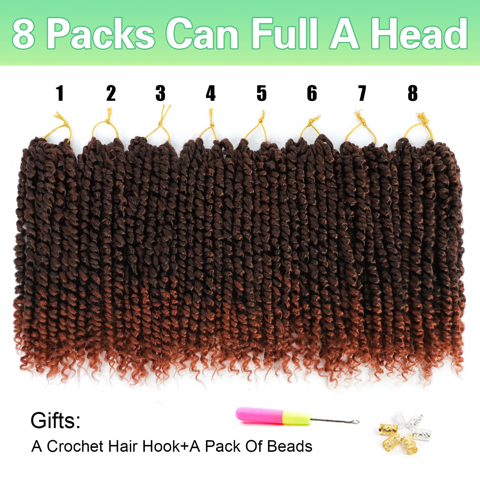 Passion Twist Crochet Hair 12Inch, pre looped Passion Twist Hair 8 Packs Shor…